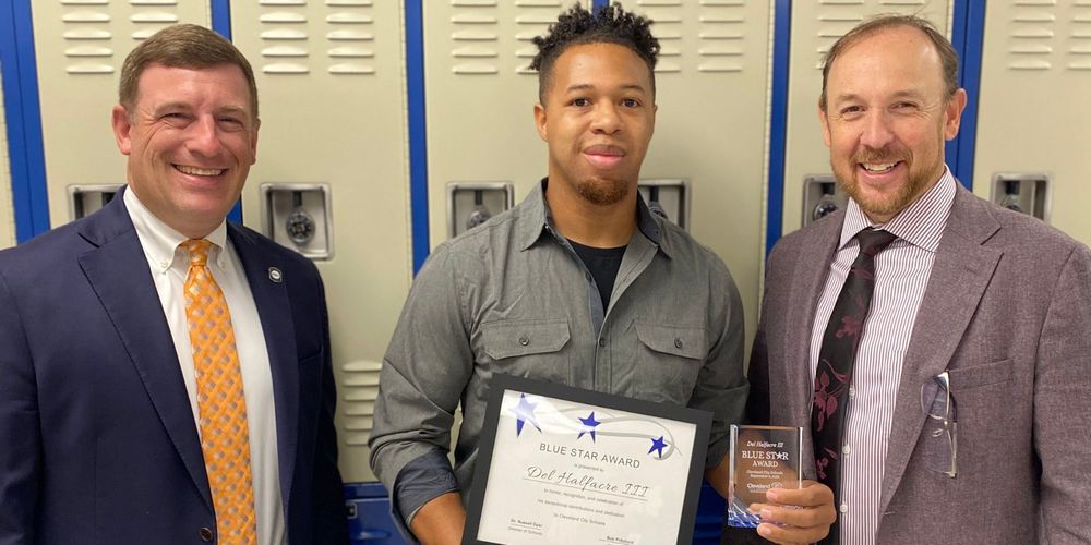Cleveland High School's Del Halfacre Receives Inaugural Cleveland Blue Star Award
