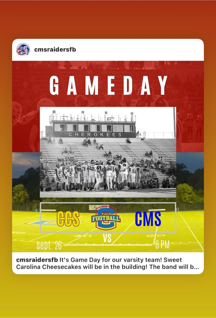 game day at CMS - Varsity football at 6:00
