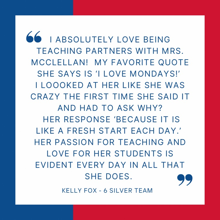 QUOTE FROM CO-TEACHER KELLY FOX OF 6 SILVER